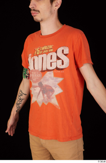 Falcon White casual orange t shirt upper body 0002.jpg